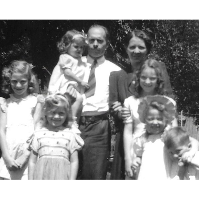From left, Delores, Mary Jo, Dad with Mercedes, Mom, Theresa, Gina and Michael